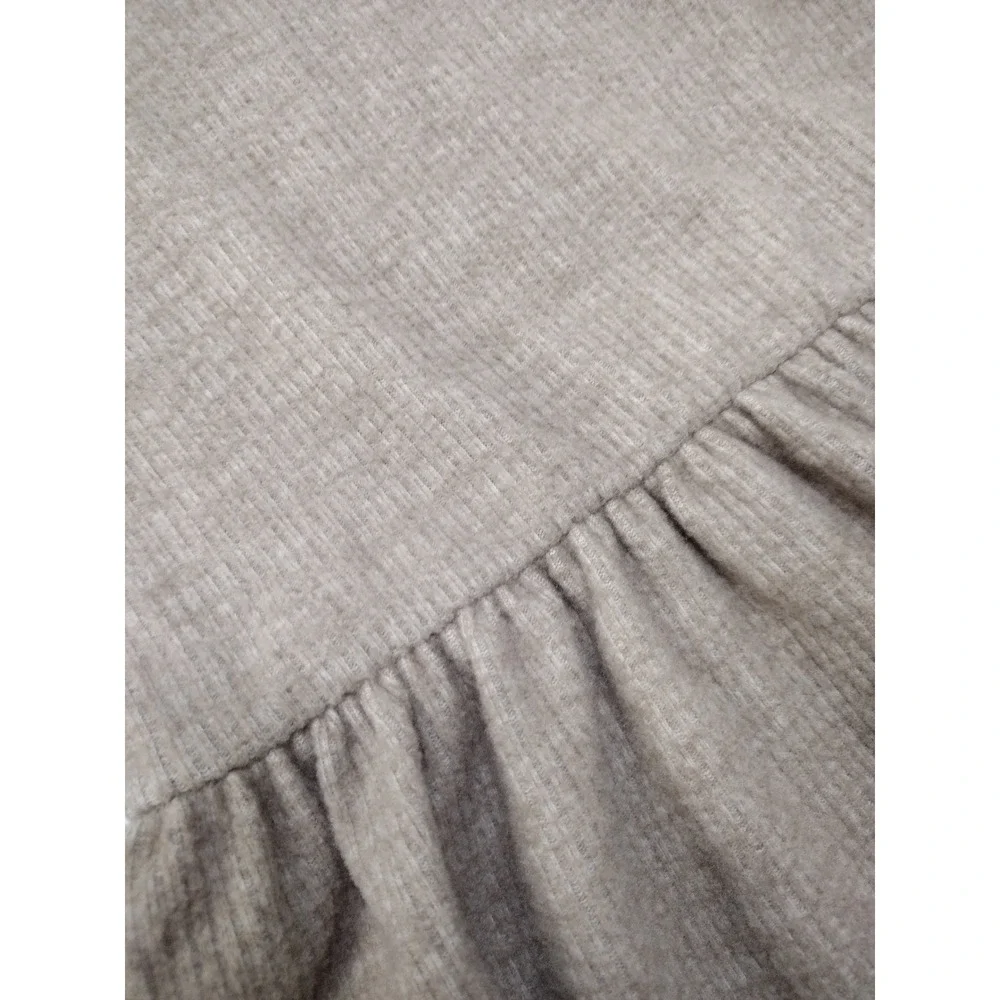 Old Navy Girls Tan Ribbed Knit Long Sleeve Square Neck Empire Waist Dress L‎